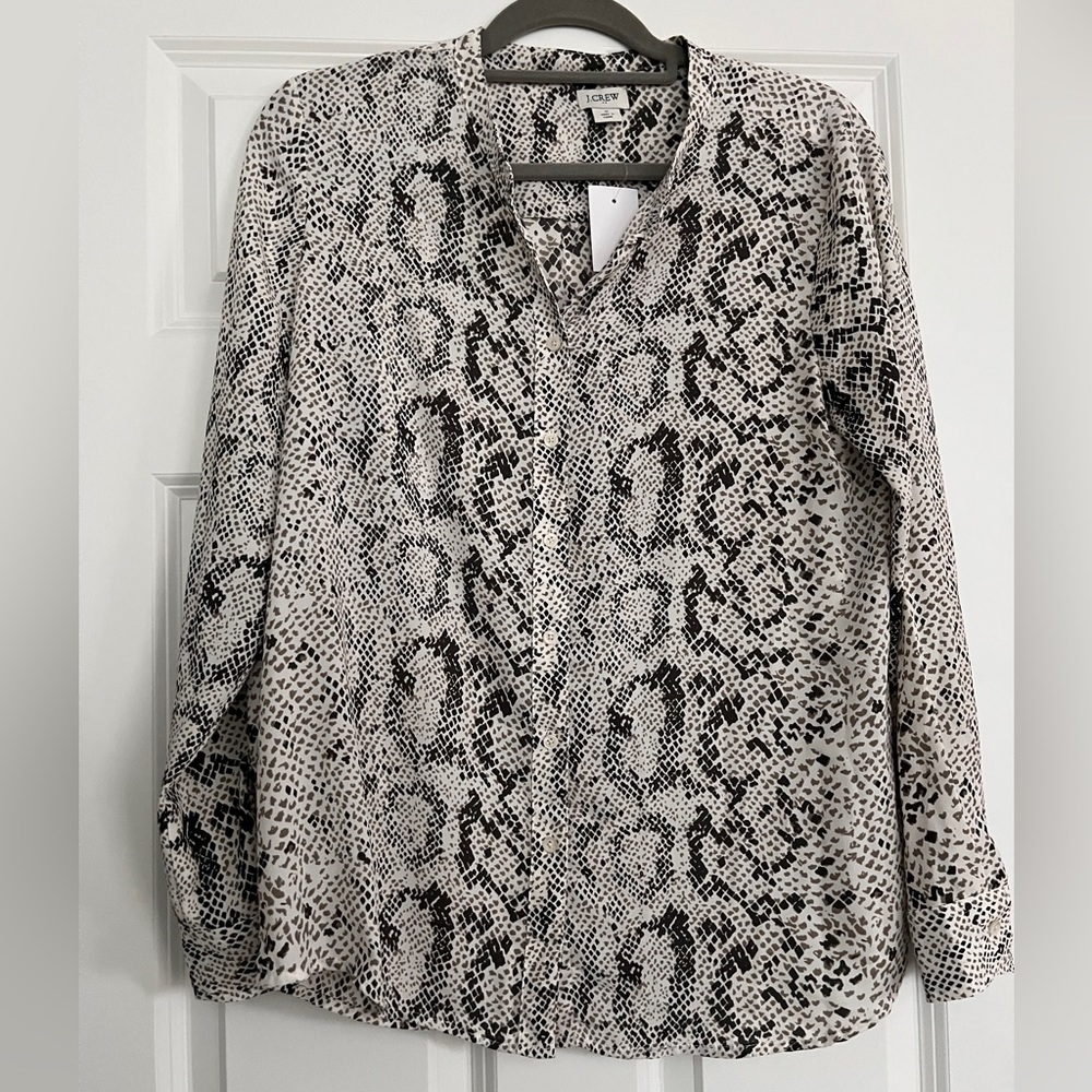 J. Crew Button Up Snake Print Blouse NWT
